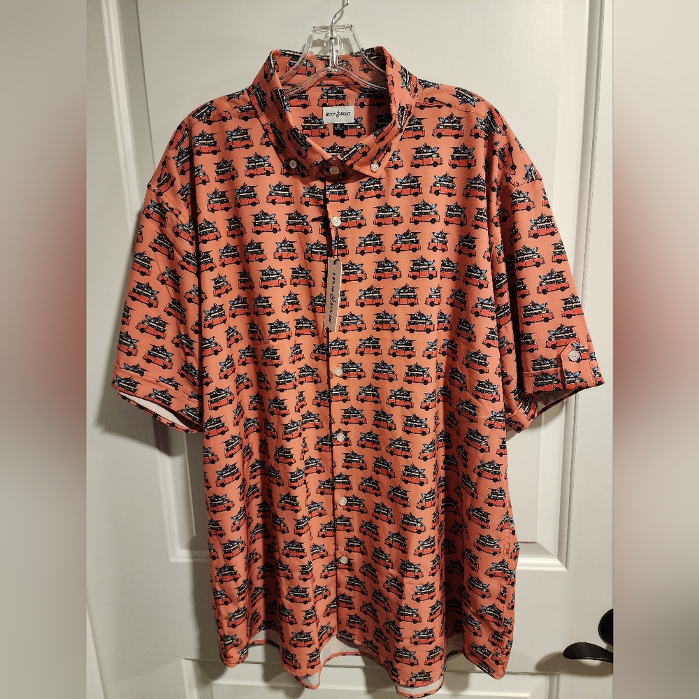 NWT Buoy Boat Short Sleeve Shirt. Coral Medium and XXL.